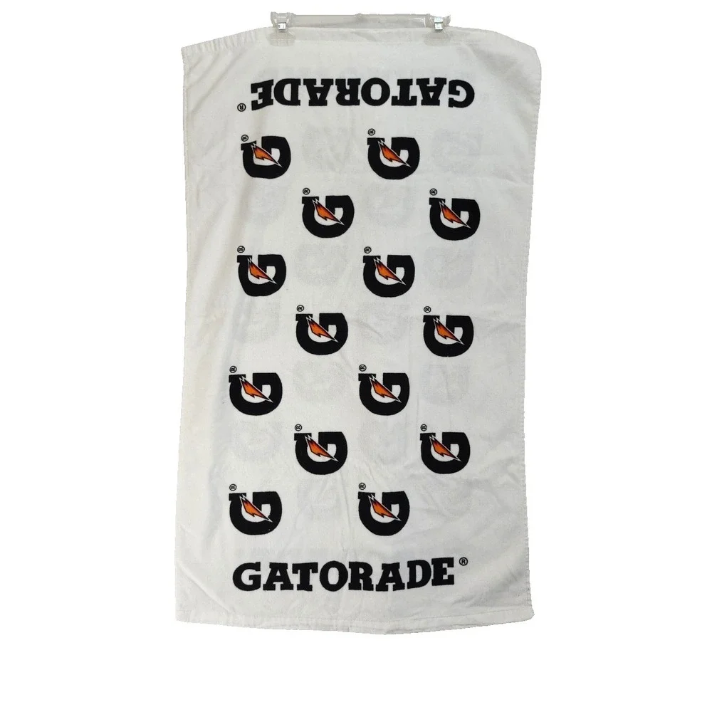 2 Vtg WinCraft Gatorade Towel Sideline Lightning Logo Spellout White Black